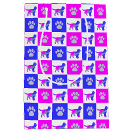 Sprocker Spaniel Dog & Paw Print Hot Pink & Blue Medium Cadeauzakje