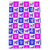 Sprocker Spaniel Dog & Paw Print Hot Pink & Blue Medium Cadeauzakje (Achterkant)