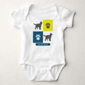 Sprocker Spaniel Dog & Paw Y&B Grid Square Romper (Voorkant)