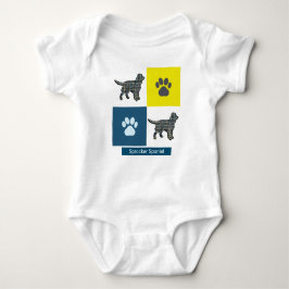 Sprocker Spaniel Dog & Paw Y&B Grid Square Romper