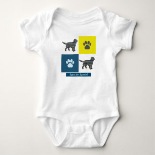 Sprocker Spaniel Dog & Paw Y&B Grid Square Romper