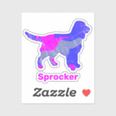 Sprocker Spaniel Dog Silhouette Crazy Hot Pink Sti Sticker (Vel)