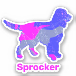 Sprocker Spaniel Dog Silhouette Crazy Hot Pink Sti Sticker
