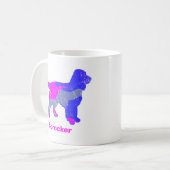 Sprocker Spaniel Dog Silhouette Hot Pink White Koffiemok (Voorkant links)