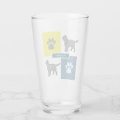 Sprocker Spaniel Dog Silhouette & Paw Y&B Grid Glas (Achterkant)