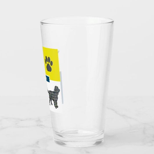 Sprocker Spaniel Dog Silhouette & Paw Y&B Grid Glas (Links)