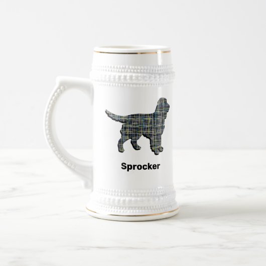 Sprocker Spaniel Dog Yellow & Black Grid Line Bierpul (Links)