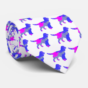 Sprocker Spaniel Hond Roze & Blauw Donker Witte Ha Stropdas