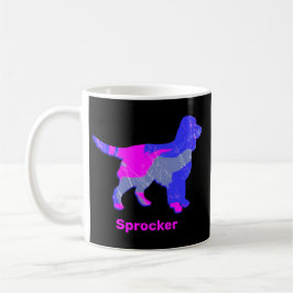 Sprocker Spaniel hond silhouet hete roze zwart Koffiemok
