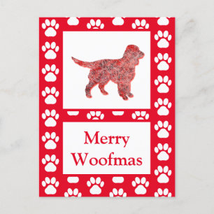 Sprocker Spaniel Hond Silhouet RoodVrolijk Kerstfe Briefkaart