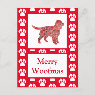 Sprocker Spaniel Hond Silhouet RoodVrolijk Kerstfe Briefkaart