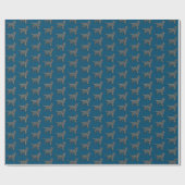 Sprocker Spaniel Hond Y & B Raster Lijn Blauw Papi Cadeaupapier (Vlak)