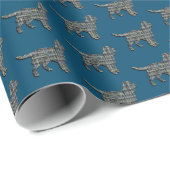 Sprocker Spaniel Hond Y & B Raster Lijn Blauw Papi Cadeaupapier (Rol Hoek)