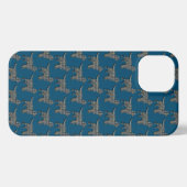 Sprocker Spaniel Leuke Hond Silhouet Raster Blauw iPhone Hoesje (Achterkant horizontaal)