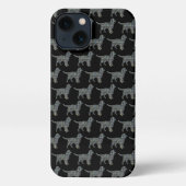 Sprocker Spaniel Leuke Hond Silhouet Raster Zwart iPhone Hoesje (Achterkant)