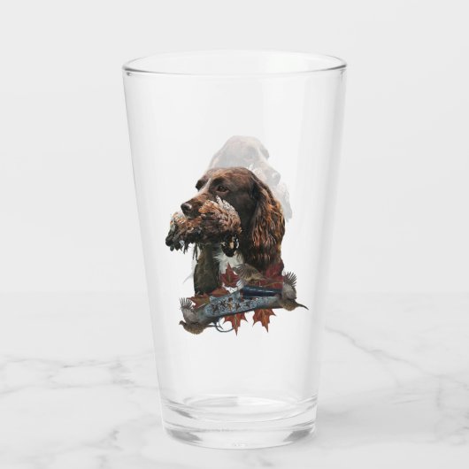 Sprocker Spaniel, Pistool hondenkunst Glas (Achterkant)