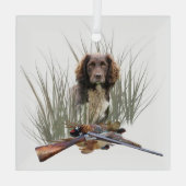Sprocker Spaniel, Pistool hondenkunst Glas Ornament (Achterkant)