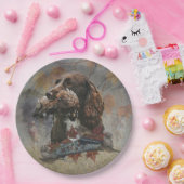 Sprocker Spaniel, Pistool hondenkunst Papieren Bordje (Feest)