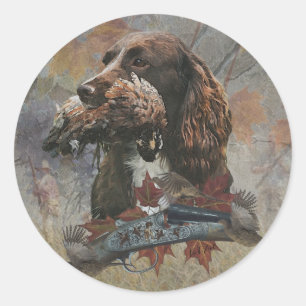 Sprocker Spaniel, Pistool hondenkunst Ronde Sticker