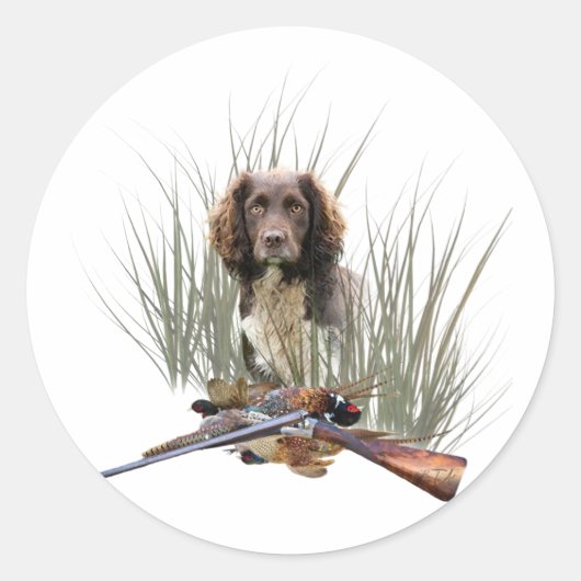 Sprocker Spaniel, Pistool hondenkunst Ronde Sticker (Voorkant)