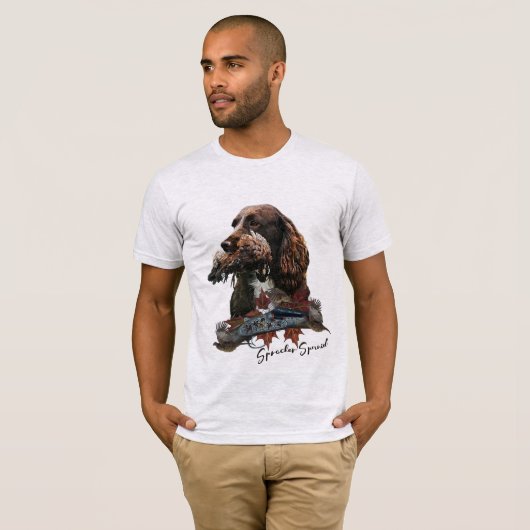 Sprocker Spaniel, Pistool hondenkunst T-shirt (Voorkant volledig)