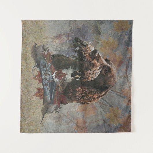 Sprocker Spaniel, Pistool hondenkunst Wandkleed (Voorkant (horizontaal))