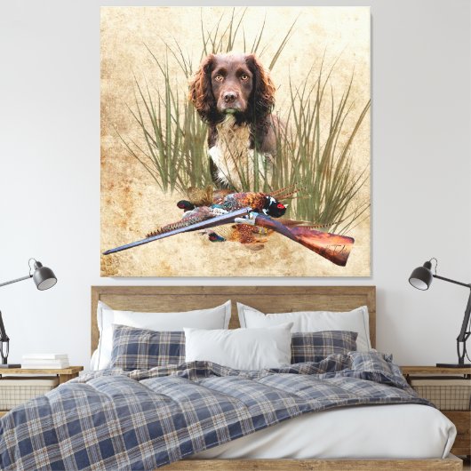 Sprocker Spaniel Tapestry Poster Triptych Acryl Canvas Afdruk (Insitu (Slaapkamer))
