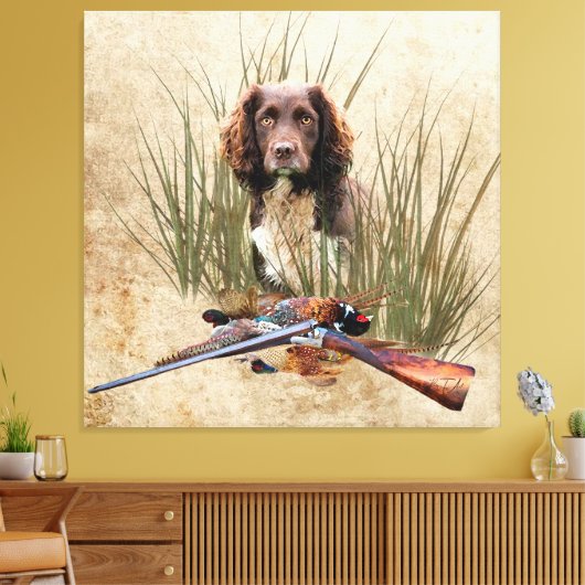 Sprocker Spaniel Tapestry Poster Triptych Acryl Canvas Afdruk (Insitu (Woonkamer))