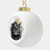 Sprocket-Paws De Funky Steampunk Kat Keramische Bal Ornament (Rechts)
