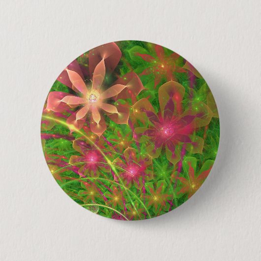 Sproingy Spring Flowers Fractal Art Ronde Button 5,7 Cm (Voorkant)