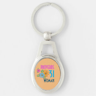 SPROKEN 31 Vrouw Christelijke Bijbel Schrift Bloem Sleutelhanger