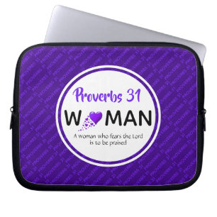SPROKEN 31 VROUW Paars Inspirerend Christelijk Laptop Sleeve