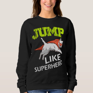 Sprong als superheld trui