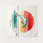 sprong bij zonsondergang wandkleed (Voorkant (horizontaal))