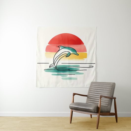 sprong bij zonsondergang wandkleed (In situ)