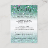 Sprong Blauwgroen groen glitter-brows nazorgpictog Visitekaartje (Achterkant)