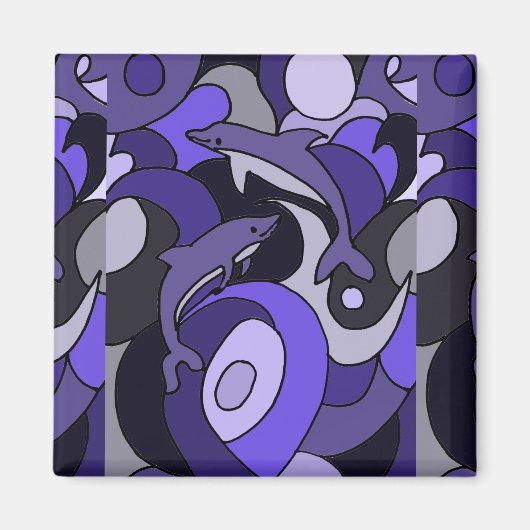 Sprong Dolfijnen Art Abstract Magneet (Voorkant)