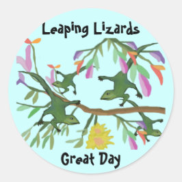 Sprong hagedissen grote dag ronde sticker