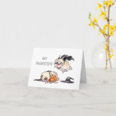 Sprong Happy Halloween-pug-kaart Kaart (Gele Bloem)