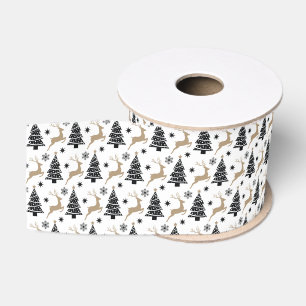 Sprong Herten Zwart & Wit Coördinaat Kerstmis Grosgrain Lint
