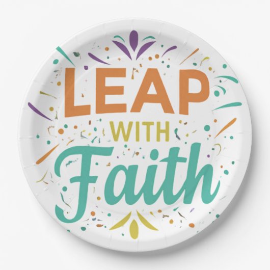Sprong met geloof papieren bordje (Voorkant)