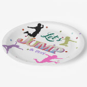 Sprong Trampoline Kleurrijke Verjaardagsfeestje Papieren Bordje (Gekanteld)