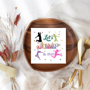 Sprong Trampoline Kleurrijke Verjaardagsfeestje Servet