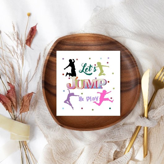 Sprong Trampoline Kleurrijke Verjaardagsfeestje Servet