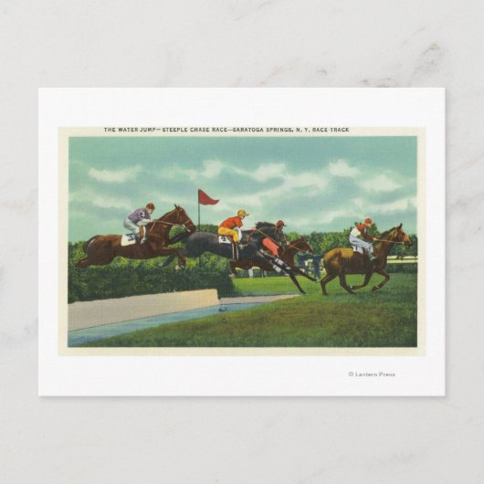 Sprong van steepelschacht op rails briefkaart (Voorkant)