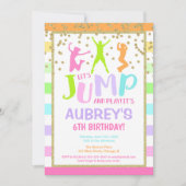 Sprong verjaardagsfeestje meisje, trampoline feest kaart (Voorkant)