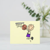 Sprong voor Basketball - Paarse T-shirts en cadeau Briefkaart (Staand voorkant)