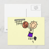 Sprong voor Basketball - Paarse T-shirts en cadeau Briefkaart (Voorkant / Achterkant)