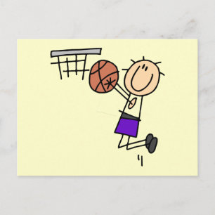 Sprong voor Basketball - Paarse T-shirts en cadeau Briefkaart