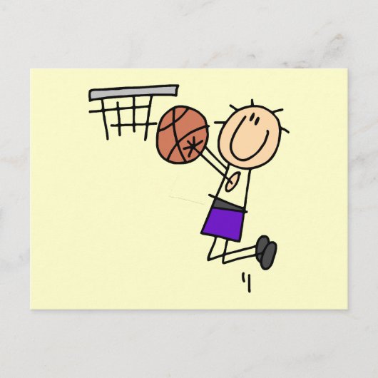 Sprong voor Basketball - Paarse T-shirts en cadeau Briefkaart (Voorkant)